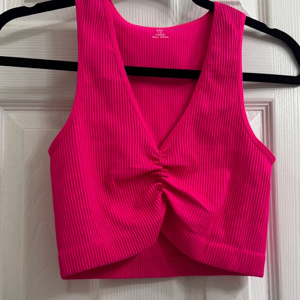 Airie Fuchsia Ribbed Crop Top